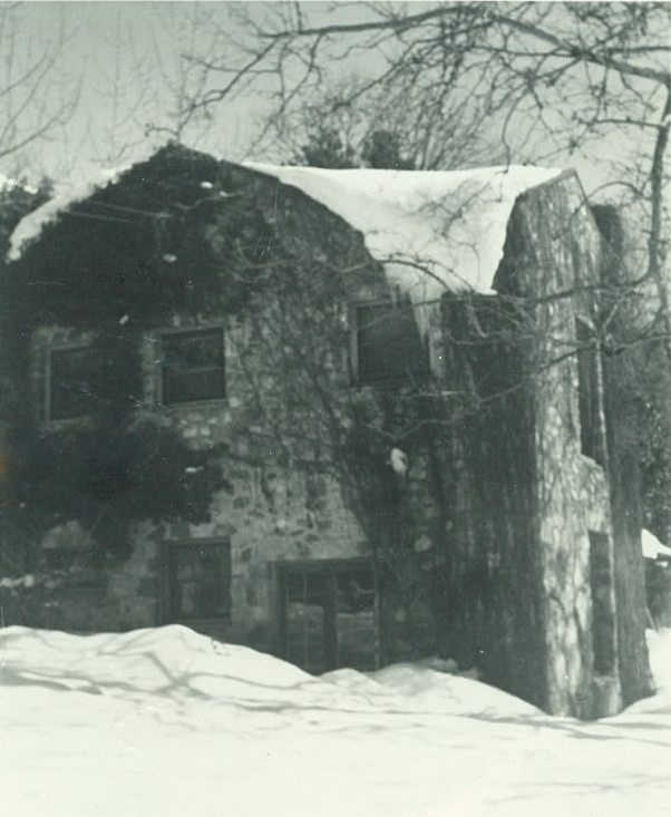 Historic Oak Glen Schoolhouse in the snow.