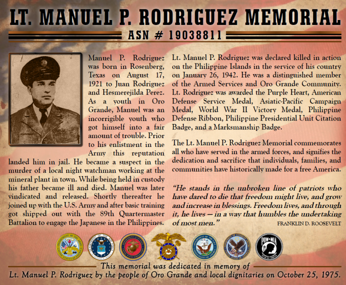 MANUEL P. RODRIGUEZ MEMORIAL Info